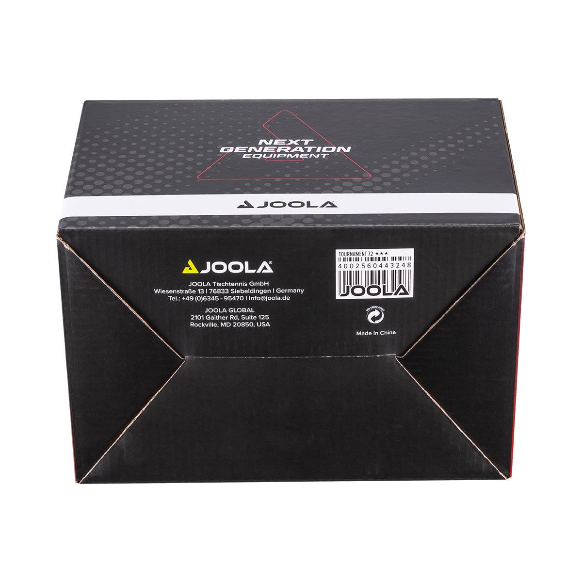 Schwarze JOOLA Kartonverpackung mit Aufdruck "Next Generation Equipment" und Produktinformationen.