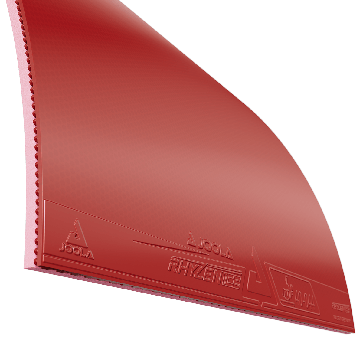 Roter JOOLA Rhyzence Tischtennisbelag mit Noppenstruktur auf der Rückseite.