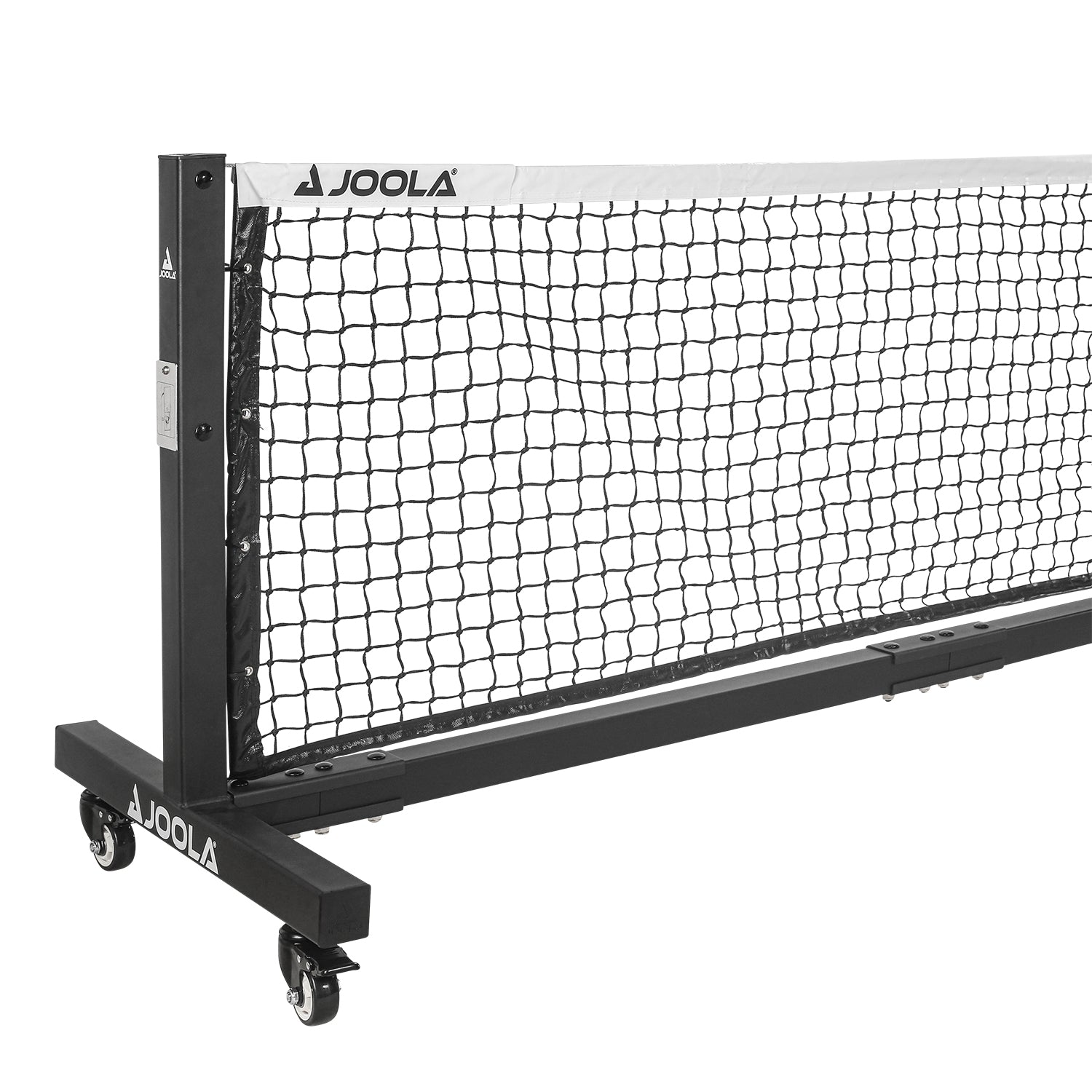 JOOLA Pro Pickleball Netz in Seitenansicht mit Fokus auf das Design.