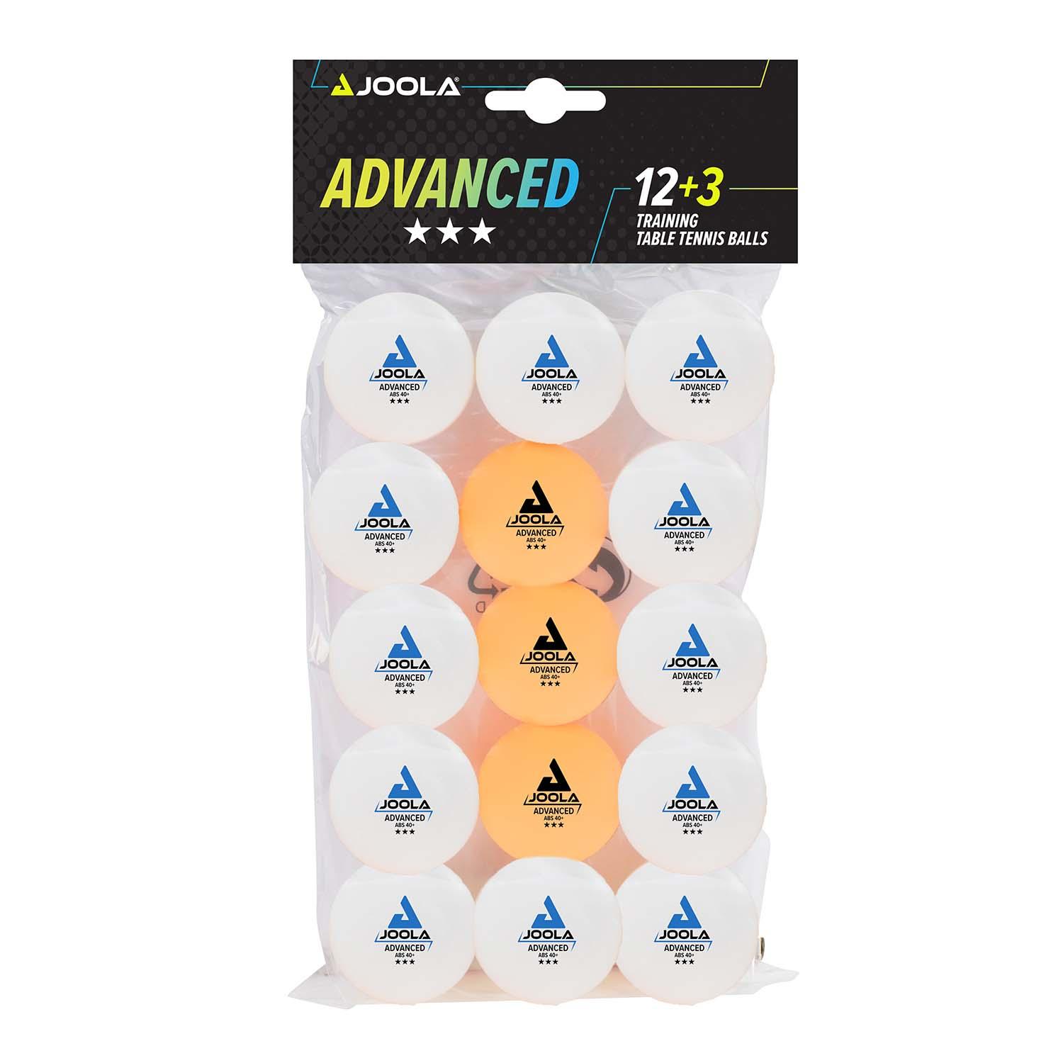 Rückansicht des JOOLA Tischtennisball ADVANCED Training***, mit Sicht auf die Materialbeschaffenheit.
